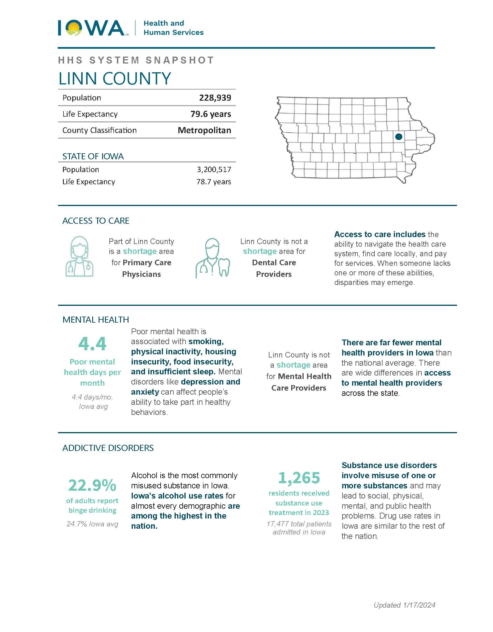 Example of Linn County HHS System Snapshot PDF