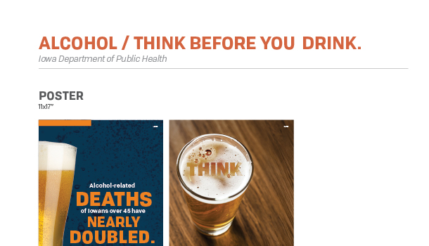 Campaign One-Sheet for all Elements –  Think Before you Drink