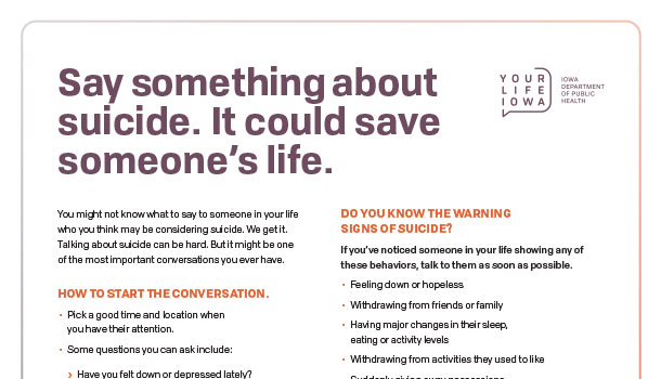Flyer 8.5" x 11" Conversation Sheets  –  Say Something About Suicide