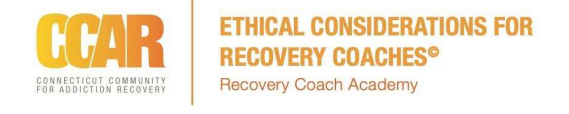 CCAR Ethical Considerations for Recovery Coaches