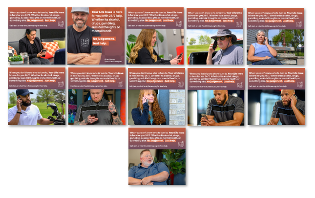 Images of 11 social posts of various adults.
