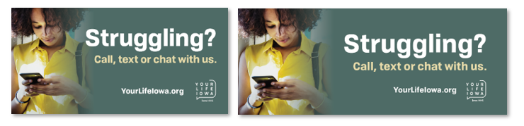 Image of the two options with text "Struggling?  Call, Text, Chat with us.
