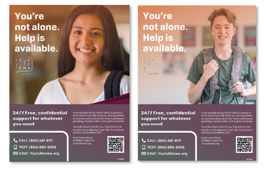 Image of the two help for teen flyers.  Young male.  Young female.
