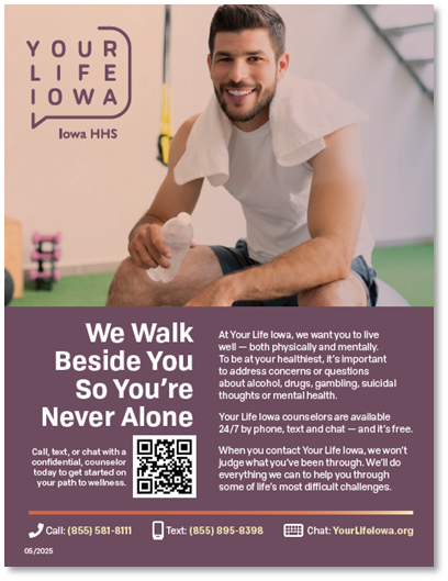 We walk beside you so you are never alone - poster image of being in the gym