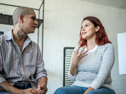 Group therapy man and woman