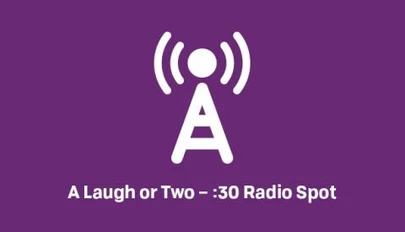 Radio antenna tower icon over the text of the radio spot title