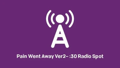 Radio antenna tower icon over the text of the radio spot title