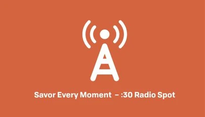 Radio antenna tower icon over the text of the radio spot title
