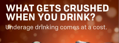 white text over a red background
