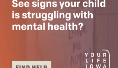 white text over a red background