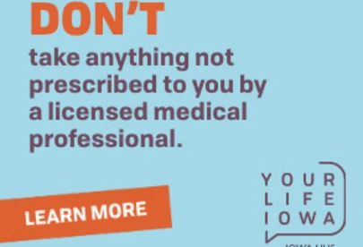 blue background with orange and brown text related to the Fake Pills campaign