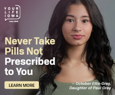 young woman standing with text related to this campaign