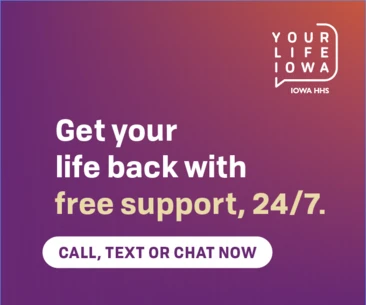 text over a purple and orange background