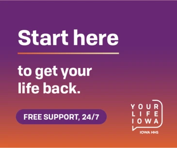 text over a purple and orange background
