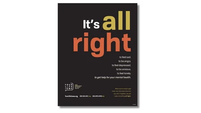 black background with colorful campaign text
