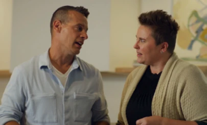a man and a woman having a serious conversation