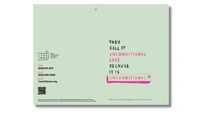 bi-fold card with text on the front