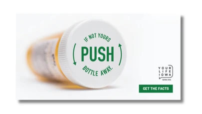 a prescription pill bottle on its side