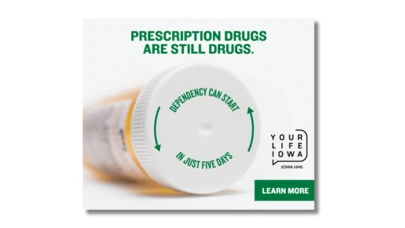 a prescription pill bottle on its side