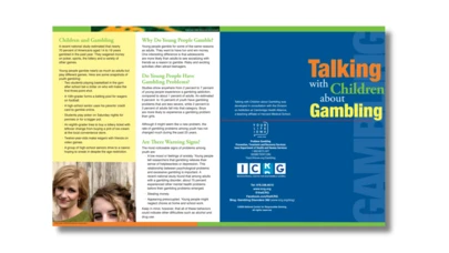 tri-fold brochure design with a photo of an adult and a child together