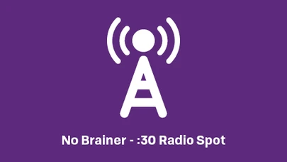 Radio antenna tower icon over the text of the radio spot title