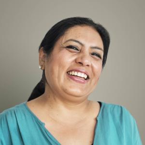 Woman smiling and laughing