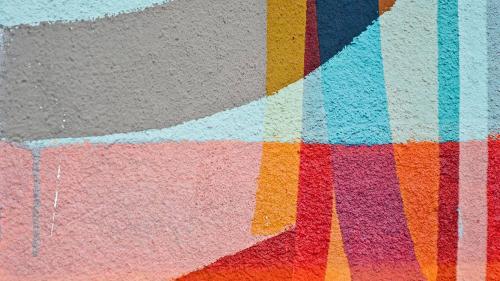 An abstract design painted on a wall