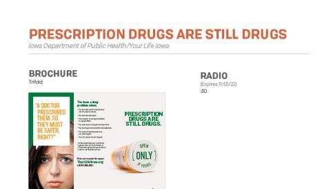 Your Life Iowa Prescription Drugs are Still Drugs Campaign One-Sheet