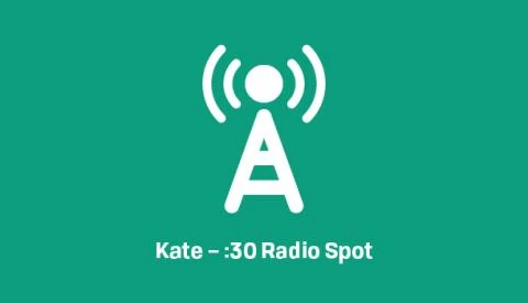 Radio antenna tower icon over the text of the radio spot title