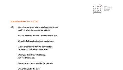 thumbnail image of the radio script