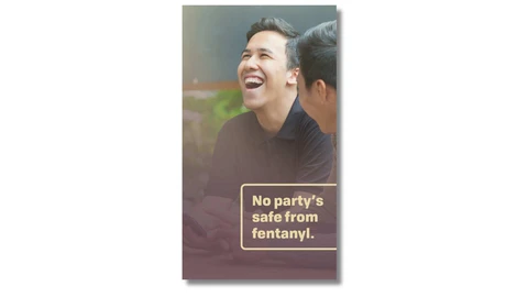 two men laughing with text related to this campaign