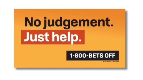 yellow background with black and red text