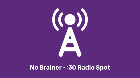 Radio antenna tower icon over the text of the radio spot title