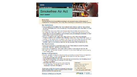 Smoke Free Air Act Fact Sheet image